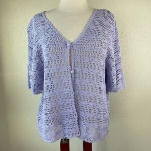 JM Collection Lavender Loose Kit Cardigan Top EUC